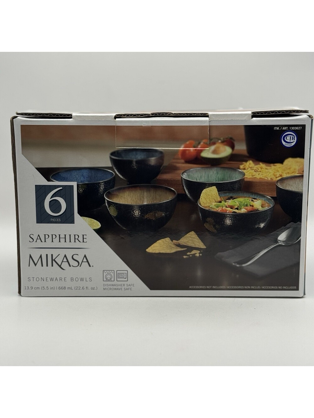 Mikasa Sapphire Stoneware Bowls | Set of 6 | Dishwasher & Microwave Safe - NEW